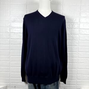 Thomas Pink Sweater Mens XL Navy 100% Merino Wool Knit Minimalist Office Wear